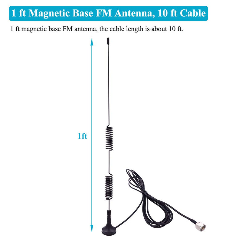 [Australia - AusPower] - Fancasee Universal FM Antenna Magnetic Base 75 Ohm Screw F Male Plug with PAL BNC 3.5mm & 75 to 300 Ohm Connector Adapter Coax Coaxial Cable FM Radio Antenna for Home AV Stereo Receiver Indoor Outdoor 