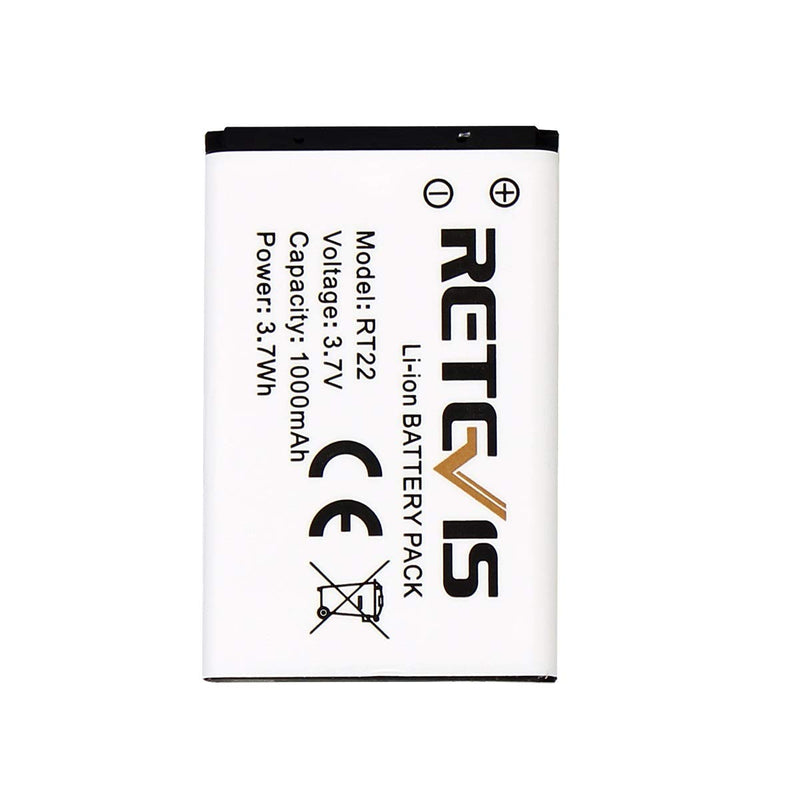 [Australia - AusPower] - Retevis RT22 RT22S RT15 RT19 Two Way Radio Battery 3.7V 1000mAh Original Li-ion Battery Compatible with Retevis RT22 RT22S RT15 RT19 WLN KD-C1 Walkie Talkies (1 Pack) 