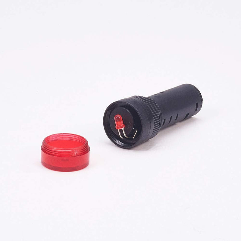 [Australia - AusPower] - Othmro Red 220V LED Indicator Signal Lamp, Plastic Panel Mount Led Light Length 48.5mm AD16-16SM 16mm 5PCS Red 220V 5PCS 