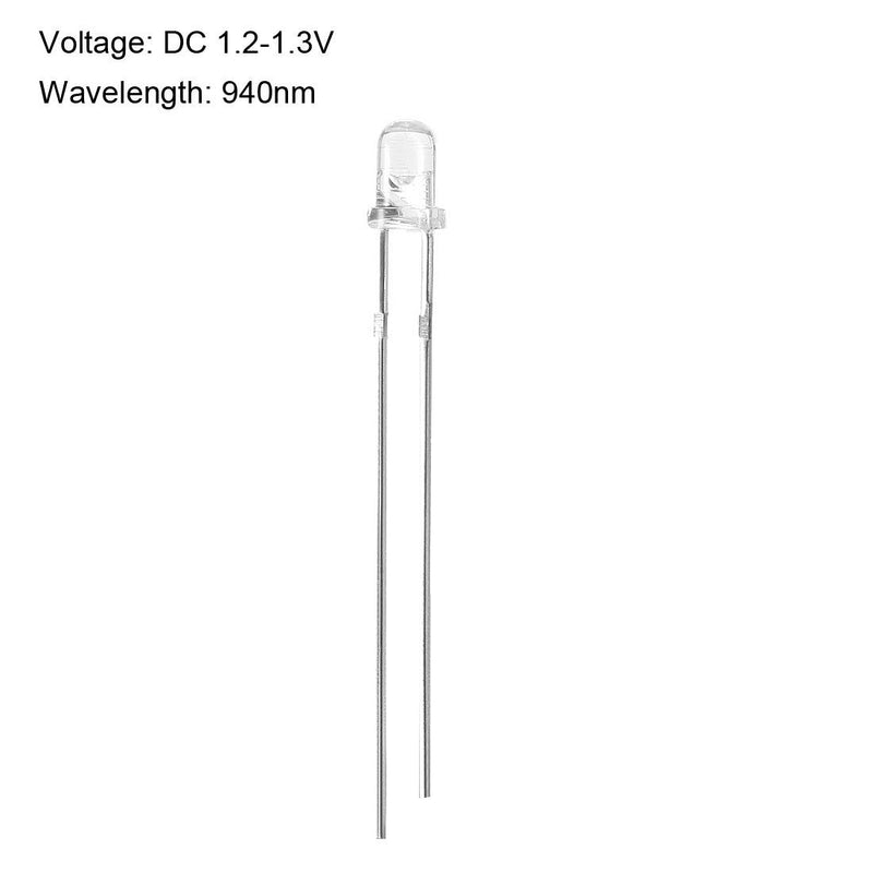 [Australia - AusPower] - uxcell 50pcs 3mm 940nm Infrared Emitter Diode DC 1.2V LED IR Emitter Light Emitting Diodes Clear Round Head 