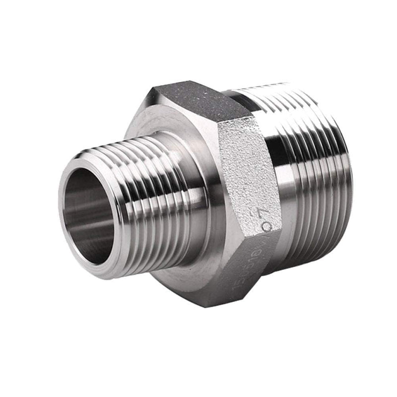 [Australia - AusPower] - Pysrych Stainless Steel 304 Forged Pipe Fitting, Reducing Hex Nipple, 3/4" NPT Male x 3/8" NPT Male Reducer Straight Connector, 3000psi 3/4" Mnpt x3/8" Mnpt 