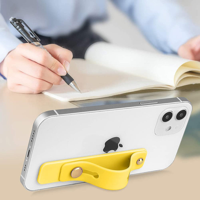 [Australia - AusPower] - ZIYE Portable Telescopic Finger Strap Bracket Phone Grip Finger Strap Phone Holder for iPhone Android Smartphone Small Tablet Mobile Device-Yellow Yellow 