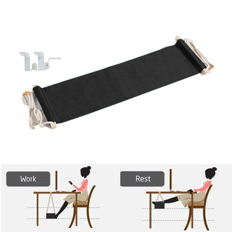 [Australia - AusPower] - Auoinge Foot Hammock Under Desk Foot Rest | Adjustable Office Footrest with Headphones Holder | Desk Hammock Durable Screw in Rubber Clamps | Black 