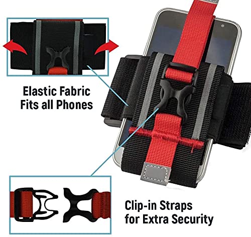 [Australia - AusPower] - Cell Phone Armband for Running, Exercise - Workout Phone Holder with Adjustable Arm Band with Lanyard Red + eCostConnection Microfiber Cloth 