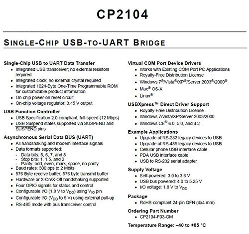 [Australia - AusPower] - NOYITO CP2104 Serial Converter USB 2.0 to TTL UART Serial Adapter Module with Cables (Pack of 2) 