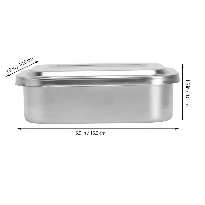 [Australia - AusPower] - Baluue Medical Surgical Trays Stainless Steel Instrument Tray with Lid, Sterilization Trays Organizer 6 Inch Thicken Container for Lab Instrument Supplies Tattoo Tool 15X10CM 
