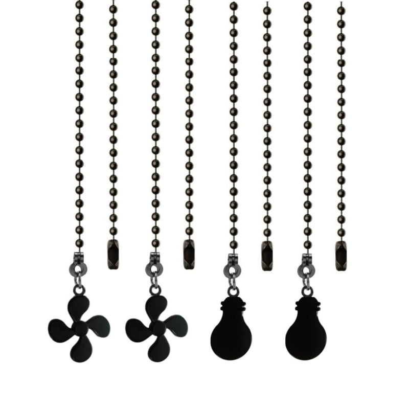 [Australia - AusPower] - QLXHBOT Ceiling Fan Pull Chain Set, 4 Pieces Bulb and Fan Pattern Pull Chain Extension Fan Pendant 12 Inch Chain Extender with Ball Fan Chains Connector (Black Copper) 