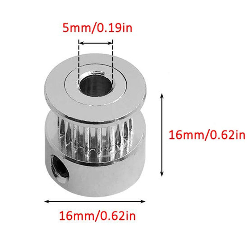 [Australia - AusPower] - GT2 Timing Pulley 20 Teeth 5mm Bore Aluminum Synchronous Wheel for RepRap 3D Printer Prusa i3 6mm Belt (5 Pack) 5Pulley(20T5B6W) 
