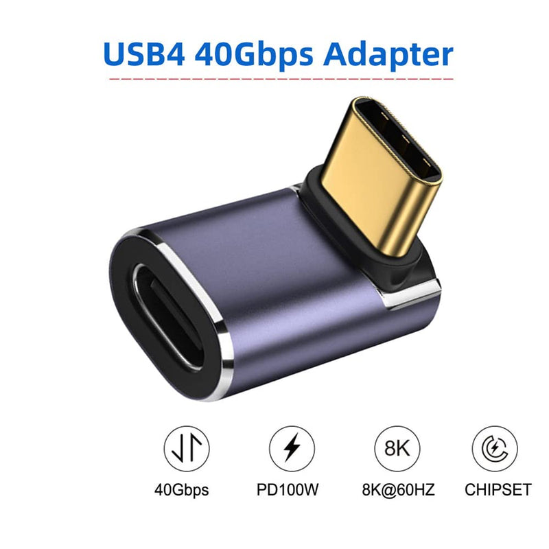 [Australia - AusPower] - NFHK 40Gbps USB4 Type C Male to Female 90 Degree Up Down Angled 100W Power Data 8K Video Adapter for Laptop Phone Up Angled Male to Female 
