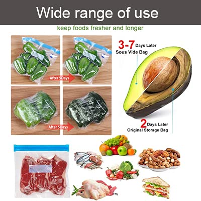[Australia - AusPower] - vacuum sealer bags for food，20 Vacuum Sealer Reusable BPA Free Food Bags (13.5x10 in) Vacuum Zipper Bags 2 Seal Clips 5 Replaceable Air Valves Anova Food Storage Food Vacuum Bags for Joule Cookers 