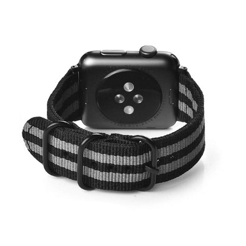 [Australia - AusPower] - 20mm Universal Ballistic Watch Band, CNYMANY Nylon Canvas Woven Loop Replacement Strap Wristband Buckle Fastener Adjustable Closure for Smart-Watch Sport Fitness Tracker - Black+Grey Black+Gray 20mm 