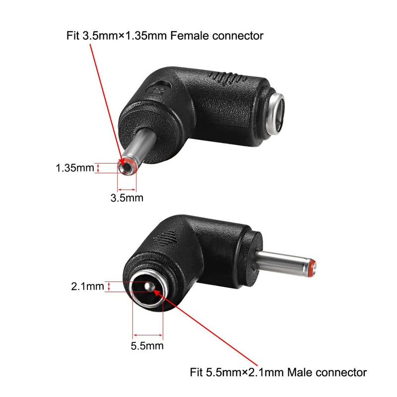 [Australia - AusPower] - uxcell 10Pcs DC Power Connector Adapter 90 Degree Angle 5.5mm x 2.1mm Female Jack to 3.5mm x 1.35mm Male Plug Coupler Converter for Laptop CCTV Camera Strip Lighting 