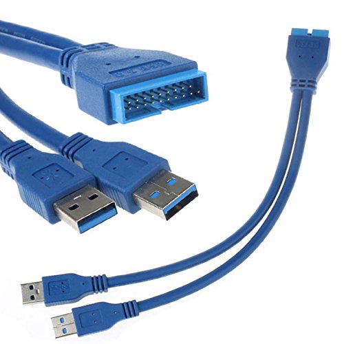 [Australia - AusPower] - JSER 2 Port USB 3.0 A Male to 20 Pin Male Motherboard Extension Cable Adapter 