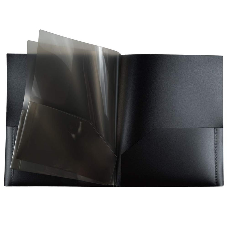 [Australia - AusPower] - JAM PAPER Heavy Duty Plastic Multi Pocket Folders - 6 Pocket Organizer - Black - 2/Pack 6 Pocket (Pack of 2) 