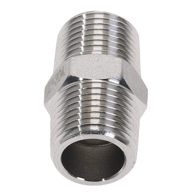 [Australia - AusPower] - Beduan 1/2" Male to 1/2"Male NPT Hex Nipple Stainless Steel Pipe Fitting (Pack of 2) 1/2 Inch 