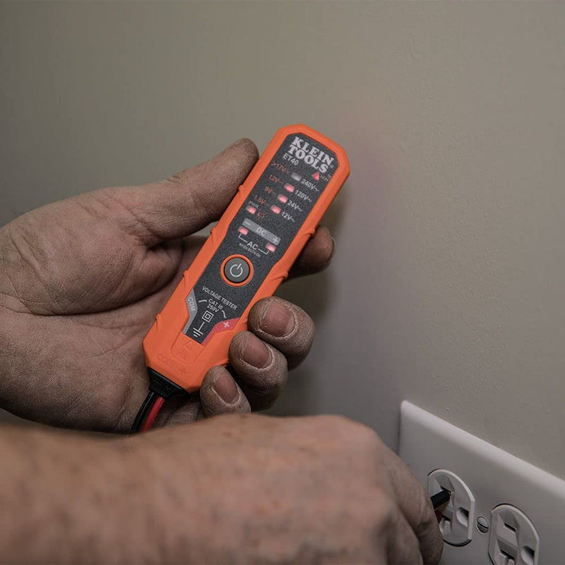 [Australia - AusPower] - Klein Tools ET40 Voltage Tester, AC Voltage, DC Voltage, and DC Polarity, Low Voltage Tester Includes Batteries 12/240 V 