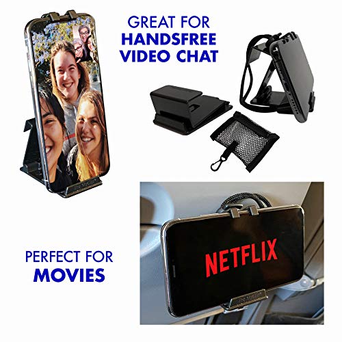[Australia - AusPower] - The SkyClip+ Phone & Tablet Holder for Air Travel, Home and Office Use - Inflight Phone Mount & Stand Compatible with iPhone, Android, Kindle and Tablets - Ultimate Travel Accessory (Blue) Blue 1 Pack 