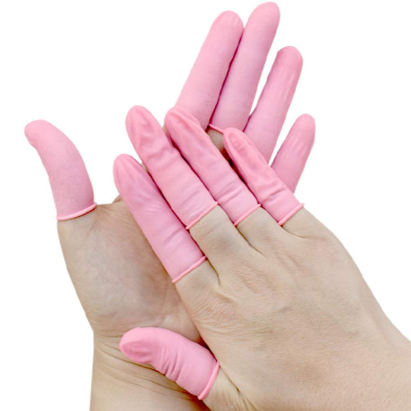 [Australia - AusPower] - Exceart 600Pcs Finger Cots Disposable Finger Protectors Latex Finger Sleeve Fingertip Covers for Home and Anti-Static Finger Cots (Pink) 