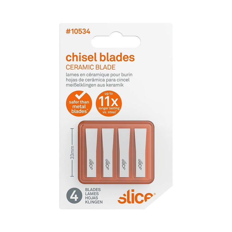 [Australia - AusPower] - Slice 10534 Chisel Blade, Finger-Friendly Edge, Safer Choice, Never Rusts, Lasts 11x Longer Than Metal, Precision Scraping, Scratchboard Art, Sculpting 4 Blades 