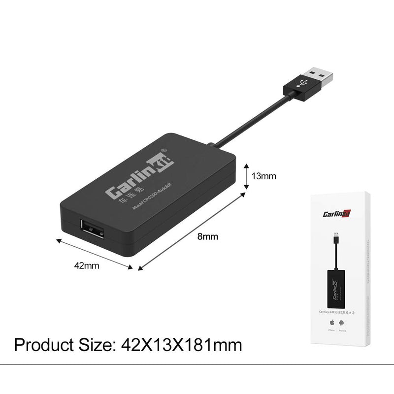 [Australia - AusPower] - Wireless CarPlay Adapter for Cars with Android System 4.4.2 or Above,Support Wired Android Auto/Mirroring/USB Connect/SIRI Voice Control/Google Maps/Online Upgrade(Support Android Car Radio) black one size 