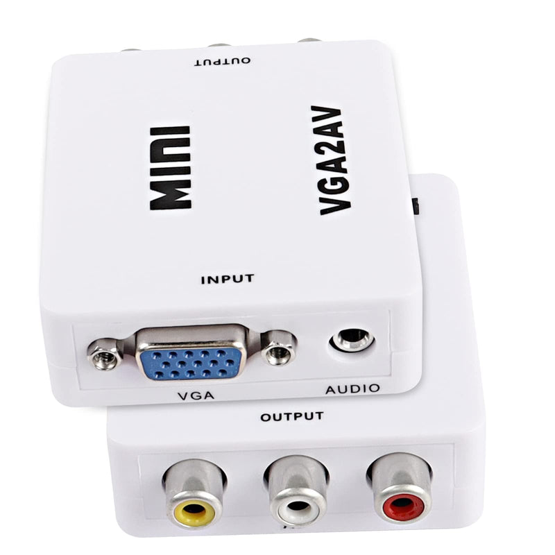 [Australia - AusPower] - XMSJSIY VGA to AV RCA Composite Converter Adapter Box with USB Power Cable HD 1080P Audio Video Converter PC to TV Set Top Box 