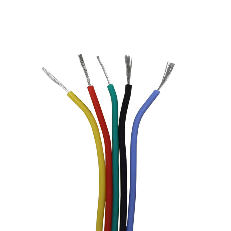 [Australia - AusPower] - Striveday™Flexible Silicone Wire 18awg Electric Wire 18 Gauge Coper Hook Up Wire 300V Cables Electronic Stranded Wire Cable Electrics DIY Box-1 Silicone wire Box1=Red+Blue+Green+Yellow+Black 