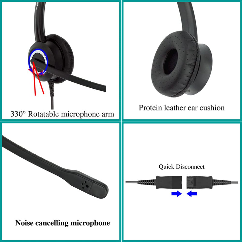 [Australia - AusPower] - RJ9 Cisco Corded Office HD Voice Phone Headset for Cisco IP Phones 6851 6861 7945g 7962g 8811 8841 8845 8851 8861 8961 9951 Series Model,Plus 3.5mm Connector (Binaural) RJ9 Duo for Cisco 