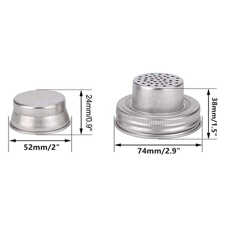 [Australia - AusPower] - 2 Pack Stainless Steel Mason Jar Shaker Lids with Silicone Seals for Dredge Flour,Mix Spices,Sugar, Salt, Peppers and Any Regular Mouth Mason Jar Canning Jar 