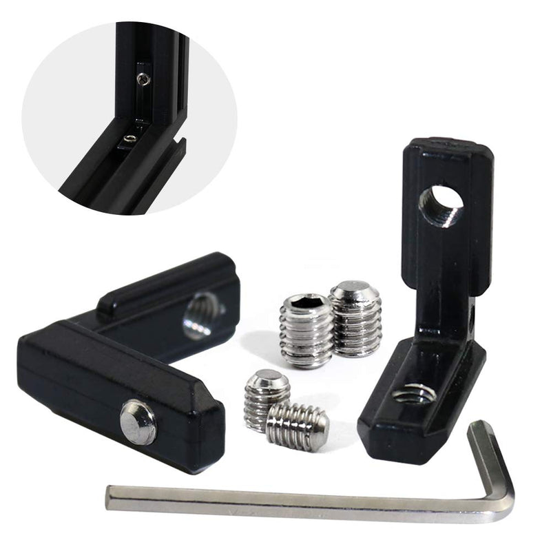 [Australia - AusPower] - Boeray 20pcs Black T Slot L-Shape Interior Inside Corner Connector Joint Bracket with Screws and Wrench Tool for 2020 Series Aluminum Extrusion Profile Slot 6mm 