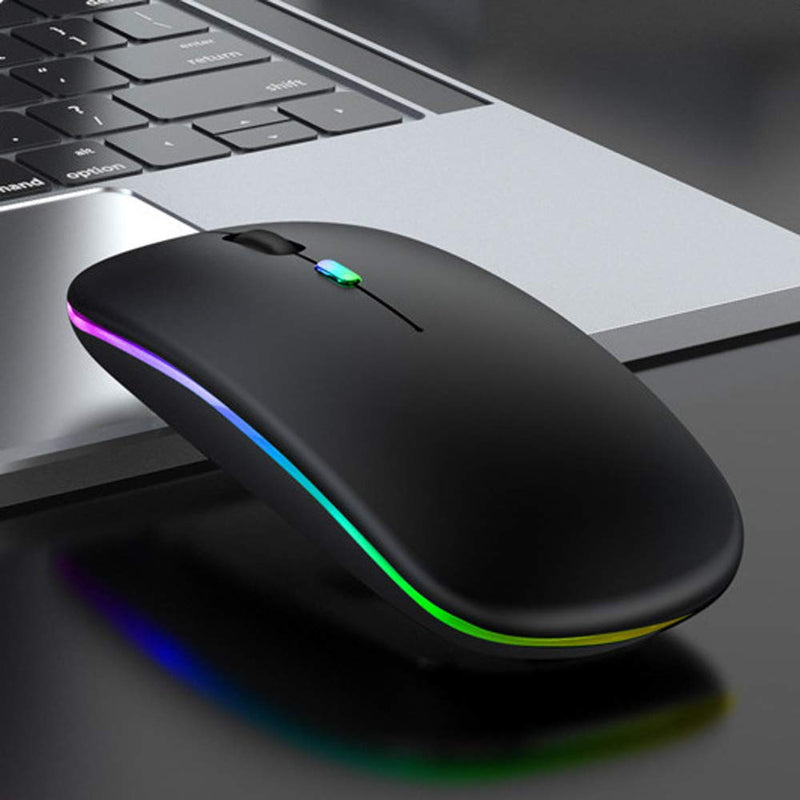 [Australia - AusPower] - S & E TEACHER'S EDITION LED Wireless Mouse, Matte Black, Slim Rechargeable Wireless Silent Mouse, 2.4G Portable USB Optical Wireless Computer Mice with USB Receiver. Wireless Mouse Silver Black 