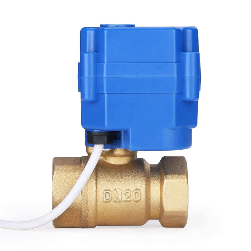 [Australia - AusPower] - Motorized Ball Valve- 3/4" Brass Ball Valve with Standard Port, 9-24V DC and 2 Wire Reverse Polarity by U.S. Solid 