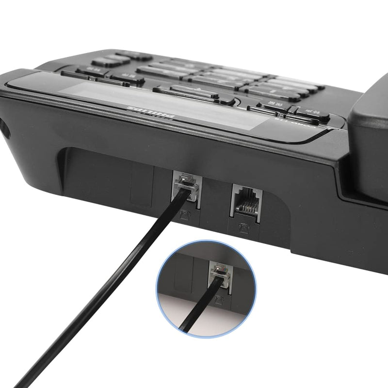 [Australia - AusPower] - 50Feet Long Telephone Extension Cord Phone Cable Line Wire, with Standard RJ11 Plug and 1 in-Line Couplers and 20 Cable Clip Holders-Black (50 Feet) 50 Feet 