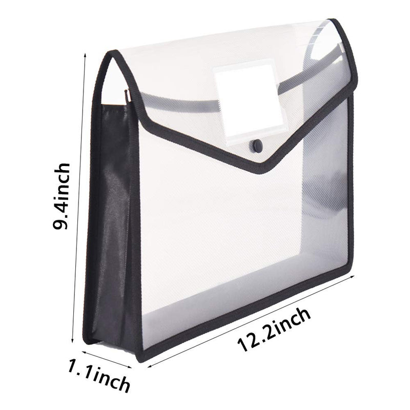 [Australia - AusPower] - Umriox Plastic File Folders, 5 Pack A4 Poly Envelope Expanding File Wallet Document Folder with Snap Button Closure & Label Pocket (Black) Black 