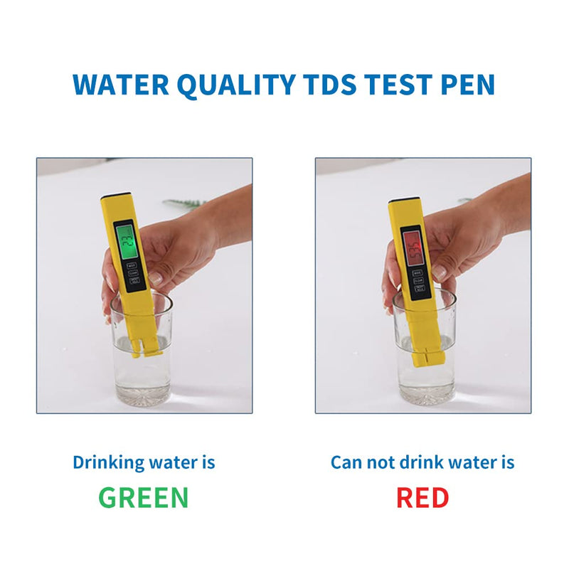 [Australia - AusPower] - PHEPUS TDS Water Digital Tester Kit Zero Water Meter 0-9990 ppm Waterproof with 4-in-1 Feature Stabilizes Readout for Aquaculture Colloidal Silver Wine Pool Hardness Salinity - Leather Case (Yellow) 