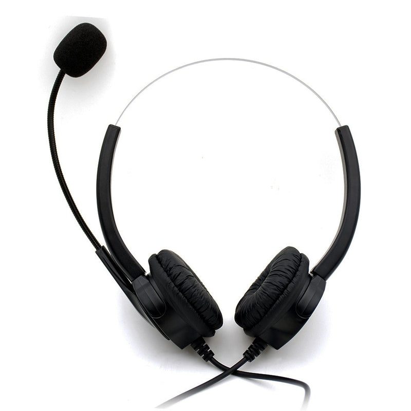 [Australia - AusPower] - TelPal Telephone Headset, Hands-Free Call Center Noise Cancelling Corded Binaural Headset Headphone 4-Pin RJ9 Crystal Head Mic Microphone Desk Phone -Telephone Counseling Services,Insurance, Hospitals 