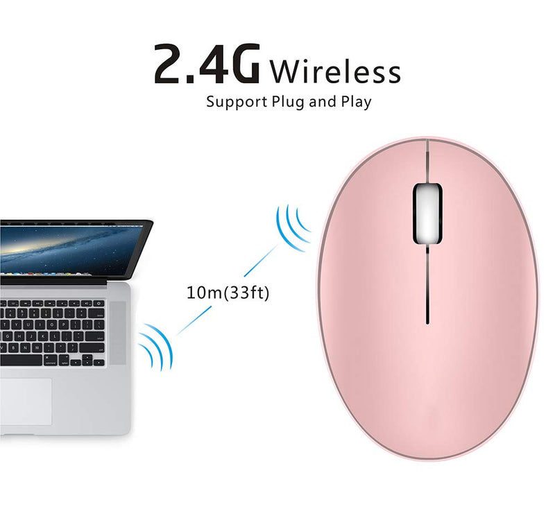 [Australia - AusPower] - TENMOS Mini Rechargeable Wireless Mouse, 2.4GHz Optical Travel Mouse Slient Wireless USB Computer Mouse for Kids/Girls, Auto Sleeping, 3 Buttons, 1000 DPI Compatible with Laptop, PC, Computer (Pink) pink 