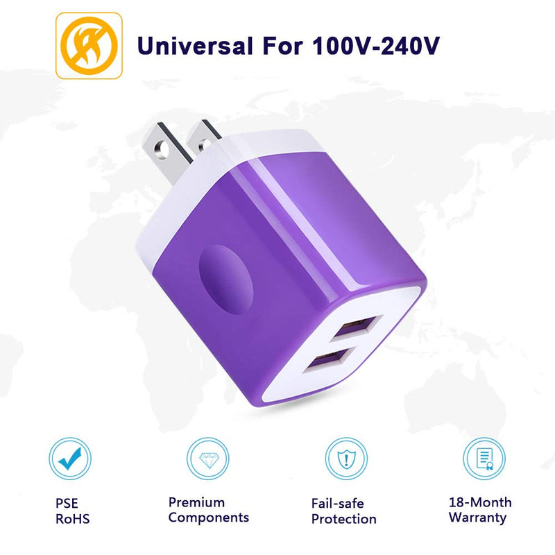 [Australia - AusPower] - USB Charger Plug, Wall Charger, Charging Block, 5-Pack 2.1A/5V Portable Power Cube Charger Adapter Compatible with iPhone 13/12/11 Pro Max/Xs Max/Xs/XR/X/8/7/6S/6 Plus, Samsung Galaxy S22 S21,LG,Moto 