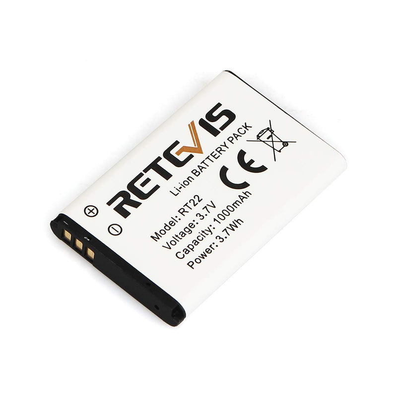 [Australia - AusPower] - Retevis RT22 RT22S RT15 RT19 Battery Walkie Talkie Original Li-ion Battery 3.7V 1000mAh Compatible with Retevis RT22 RT22S RT15 RT19 WLN KD-C1 Two Way Radio(2 Pack) 