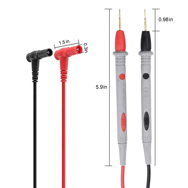 [Australia - AusPower] - Multimeter Test Leads Kit, Precision Sharp Probe Test Lead 1000V 20A Gold-Plated Probe Leads with Alligator Clips, Test Extension, Banana Test Lead Probe Clip Suitable for Most of Digital Multimeter 
