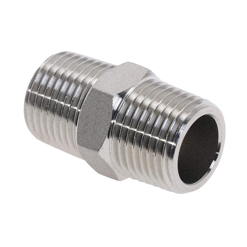 [Australia - AusPower] - Beduan 1/2" Male to 1/2"Male NPT Hex Nipple Stainless Steel Pipe Fitting (Pack of 2) 1/2 Inch 