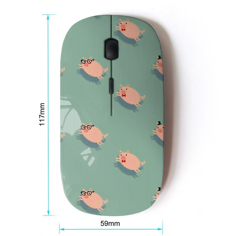 [Australia - AusPower] - KOOLmouse [ Optical 2.4G Wireless Mouse ] [ Pig Cute Teal Pink Animal Pet Pattern ] 
