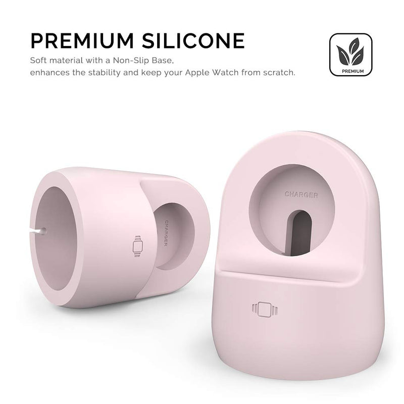 [Australia - AusPower] - AhaStyle iWatch Stand Silicone Charging Dock Holder Accessories for Apple Watch Series 7/6/5/4/3/2/1/SE(45/44/42/41/40/38mm), Supports Nightstand Mode【Adapters NOT Included】(Pink) Pink 