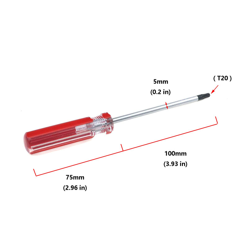 [Australia - AusPower] - Antrader T20 5mm Magnetic Tip Plastic Grip Torx Security Screwdriver 100mm Long T20 x 100mm Red 