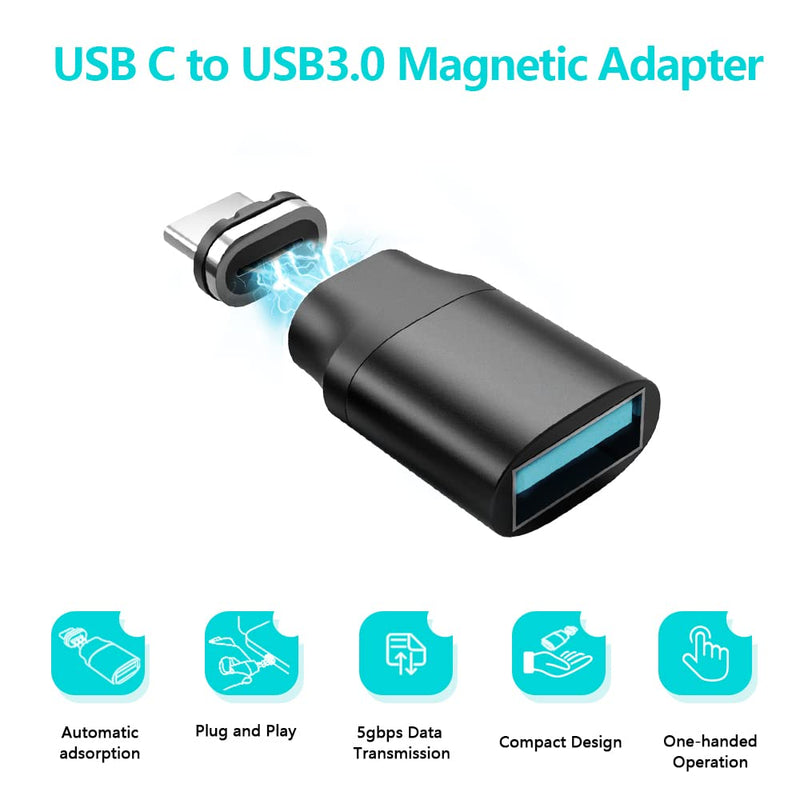 [Australia - AusPower] - USB C Magnetic Adapter Straight 24 Pins + USB C to USB Adapter Magnetic C Connector Support Data Transfer Compatible with MacBook Pro/Air/ Type C Devices 