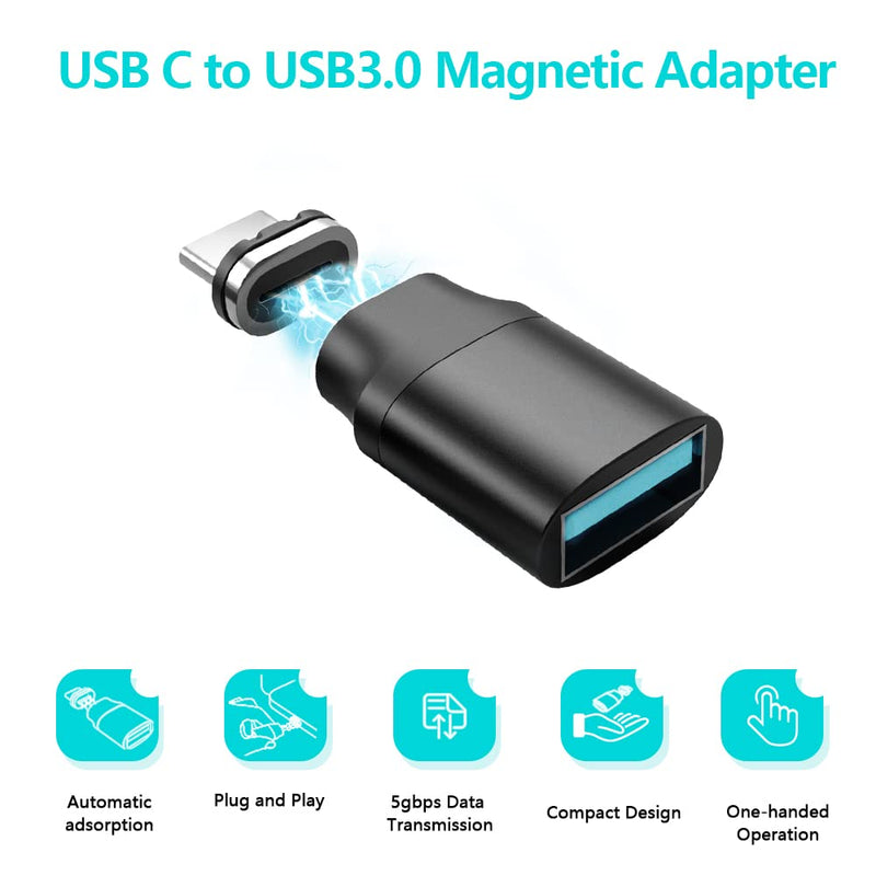 [Australia - AusPower] - USB C Magnetic Adapter Straight 100W + USB C to USB Adapter Magnetic C Connector Support Data Transfer Compatible with MacBook Pro/Air/ Type C Devices 
