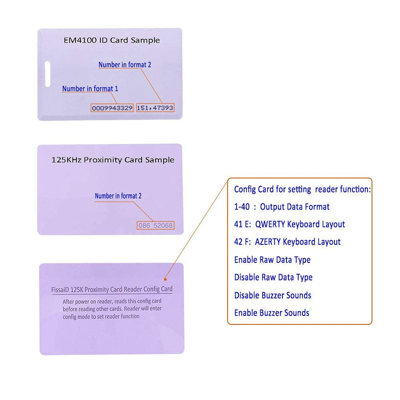 [Australia - AusPower] - RFID Reader 125KHz Reader Reads Both 1326 Family Proximity Cards & EM4100 ID Card USB Reader Emulae Keyboard for Linux Android Win iOS + 2Pcs Card 