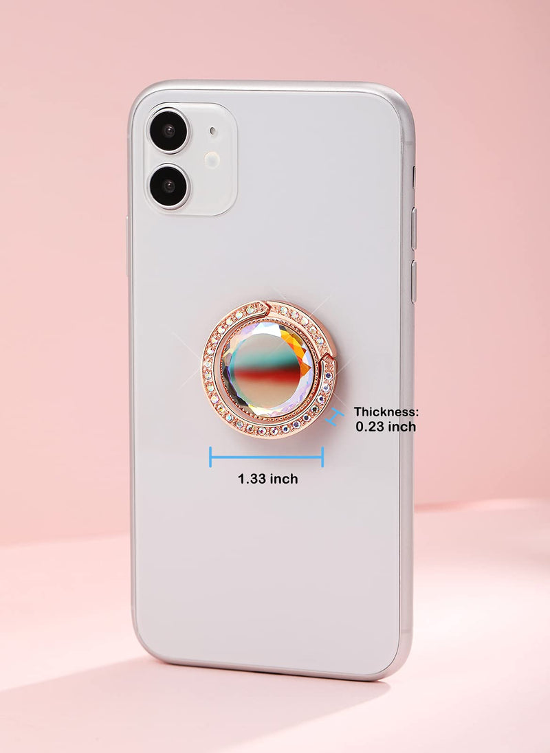 [Australia - AusPower] - lenoup Glitter Bling Bling Phone Ring Holder,Sparkle Phone Ring Grip Artificial Stand with Flat Diamond ,Flat Rhinestone Cell Finger Ring for Phones,Pad(Rose Gold) Rose Gold 