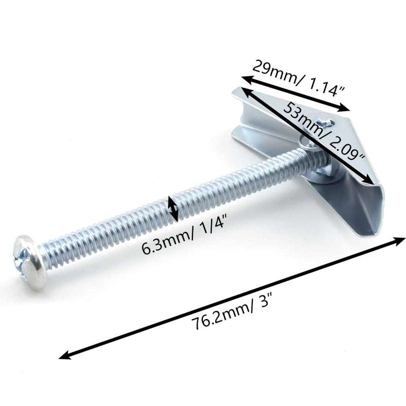 [Australia - AusPower] - MARRTEUM 1/4" Toggle Bolt and Wing Nut Zinc Plated Steel Toggle Drywall Anchors Screws for Hanging Heavy Items, 12 PCS 1/4" 