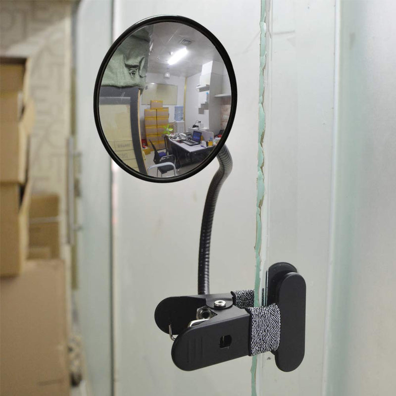 [Australia - AusPower] - Ampper Acrylic Clip On Rear View Cubicle Mirror, Flexible Convex Security Mirror for Personal Safety Desk Rearview Monitors or Anywhere (3.75", Round) Acrylic - With Frame 