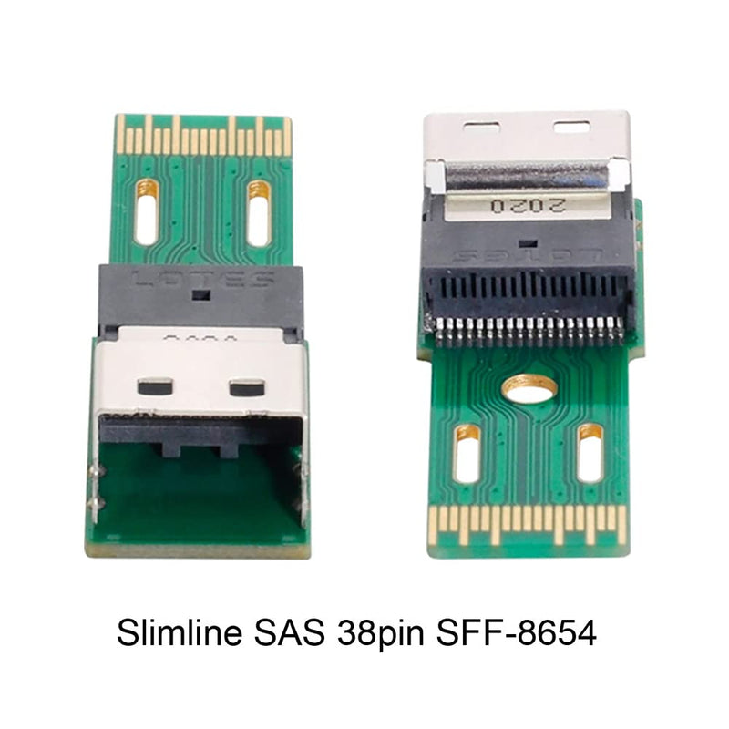 [Australia - AusPower] - NFHK PCI-E Slimline SAS 4.0 SFF-8654 4i 38pin to SFF-8654 38pin Male to Female Extender Adapter Test Tools Green 4i 
